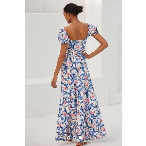 Agua Bendita Blue and Pink Floral Maxi Dress - Picture 7 of 13